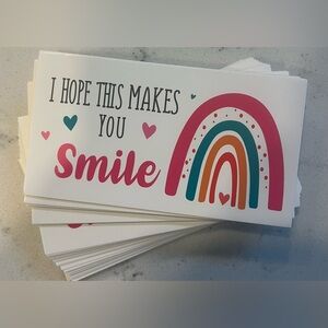 QTY 50 Colorful Rainbow Thank You Cards Business Card Size Blank Back NEW